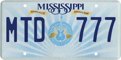 MS license plate MTD777