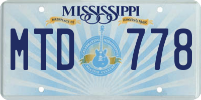 MS license plate MTD778