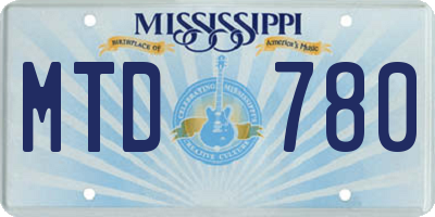 MS license plate MTD780