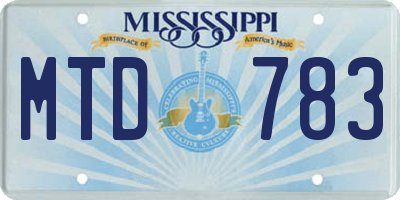 MS license plate MTD783