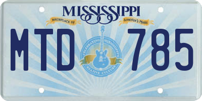 MS license plate MTD785