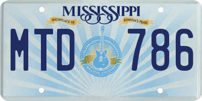 MS license plate MTD786