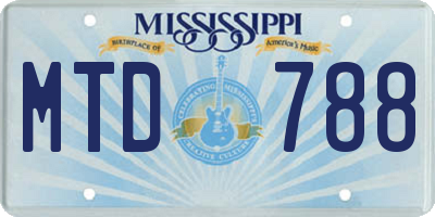 MS license plate MTD788