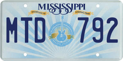 MS license plate MTD792
