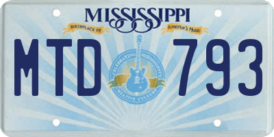 MS license plate MTD793