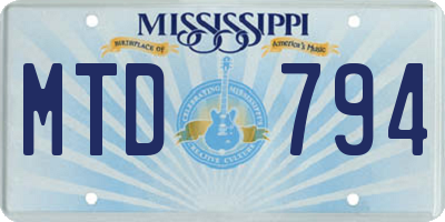 MS license plate MTD794