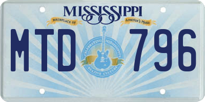 MS license plate MTD796
