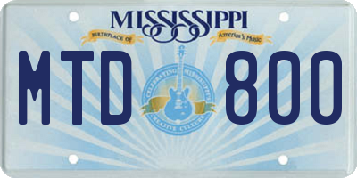MS license plate MTD800