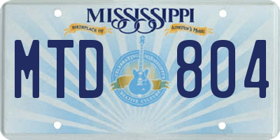 MS license plate MTD804