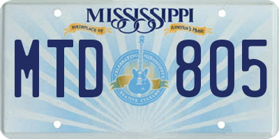 MS license plate MTD805