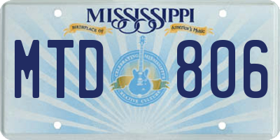 MS license plate MTD806