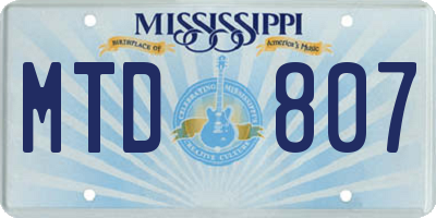 MS license plate MTD807