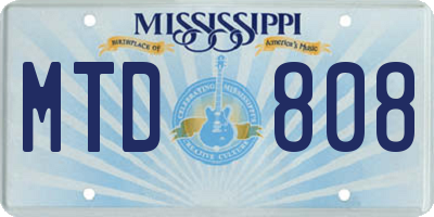 MS license plate MTD808