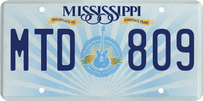 MS license plate MTD809