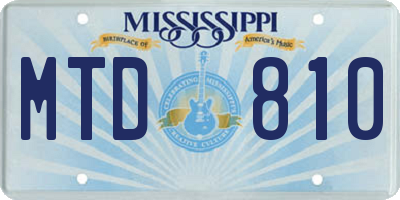 MS license plate MTD810