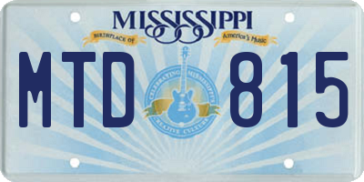 MS license plate MTD815