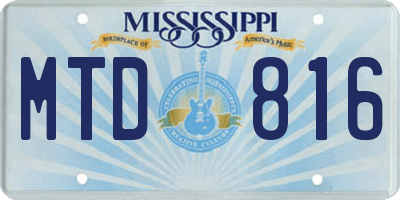 MS license plate MTD816