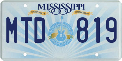 MS license plate MTD819