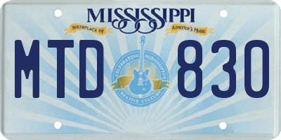 MS license plate MTD830