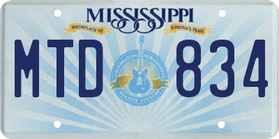 MS license plate MTD834