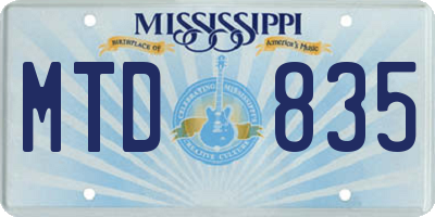MS license plate MTD835