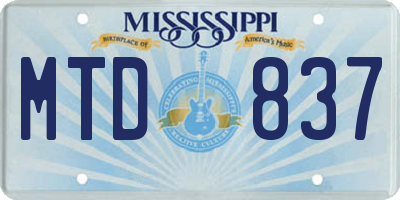 MS license plate MTD837