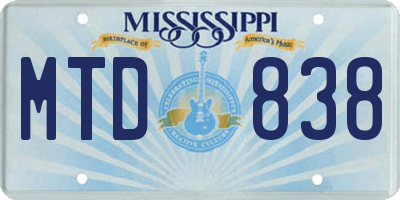 MS license plate MTD838