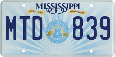 MS license plate MTD839