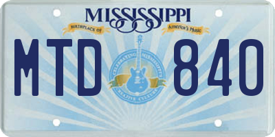 MS license plate MTD840