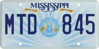 MS license plate MTD845