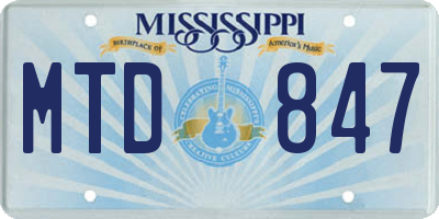 MS license plate MTD847