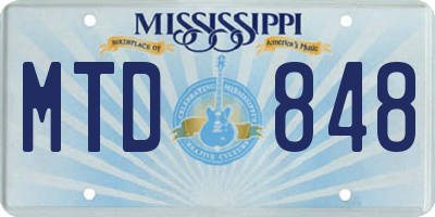 MS license plate MTD848