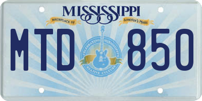 MS license plate MTD850