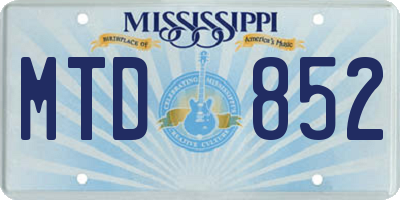 MS license plate MTD852
