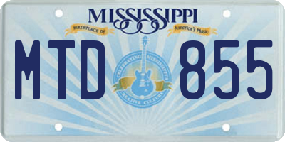 MS license plate MTD855