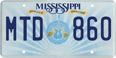 MS license plate MTD860