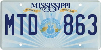 MS license plate MTD863