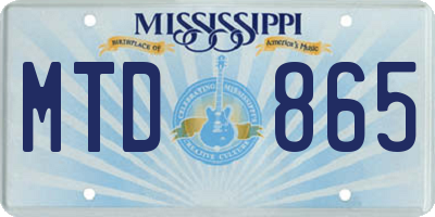 MS license plate MTD865