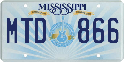 MS license plate MTD866
