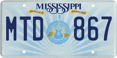 MS license plate MTD867