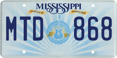 MS license plate MTD868