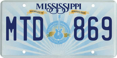 MS license plate MTD869