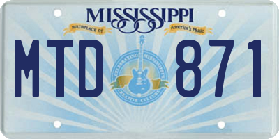 MS license plate MTD871