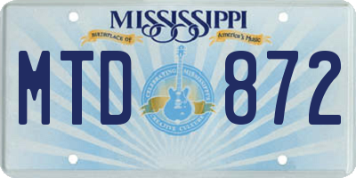 MS license plate MTD872