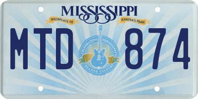 MS license plate MTD874