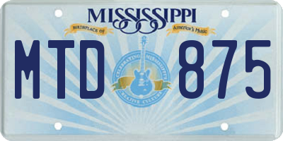 MS license plate MTD875