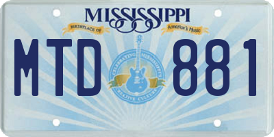 MS license plate MTD881