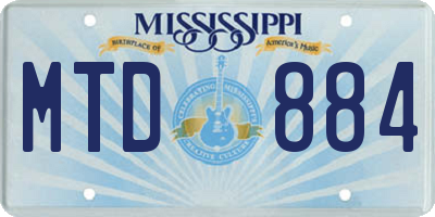 MS license plate MTD884