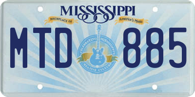 MS license plate MTD885