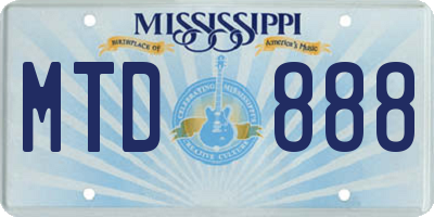 MS license plate MTD888